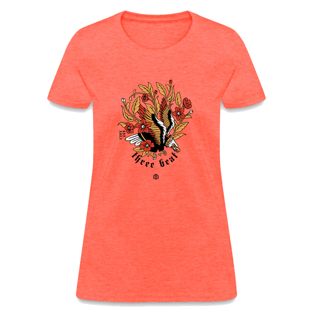 Three Beat Eagle Women's T-Shirt - heather coral