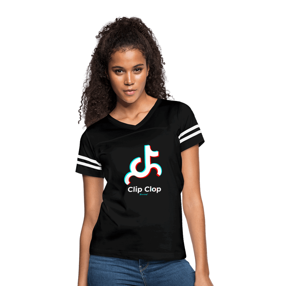 Clip Clop Women’s Vintage Sport T-Shirt - black/white