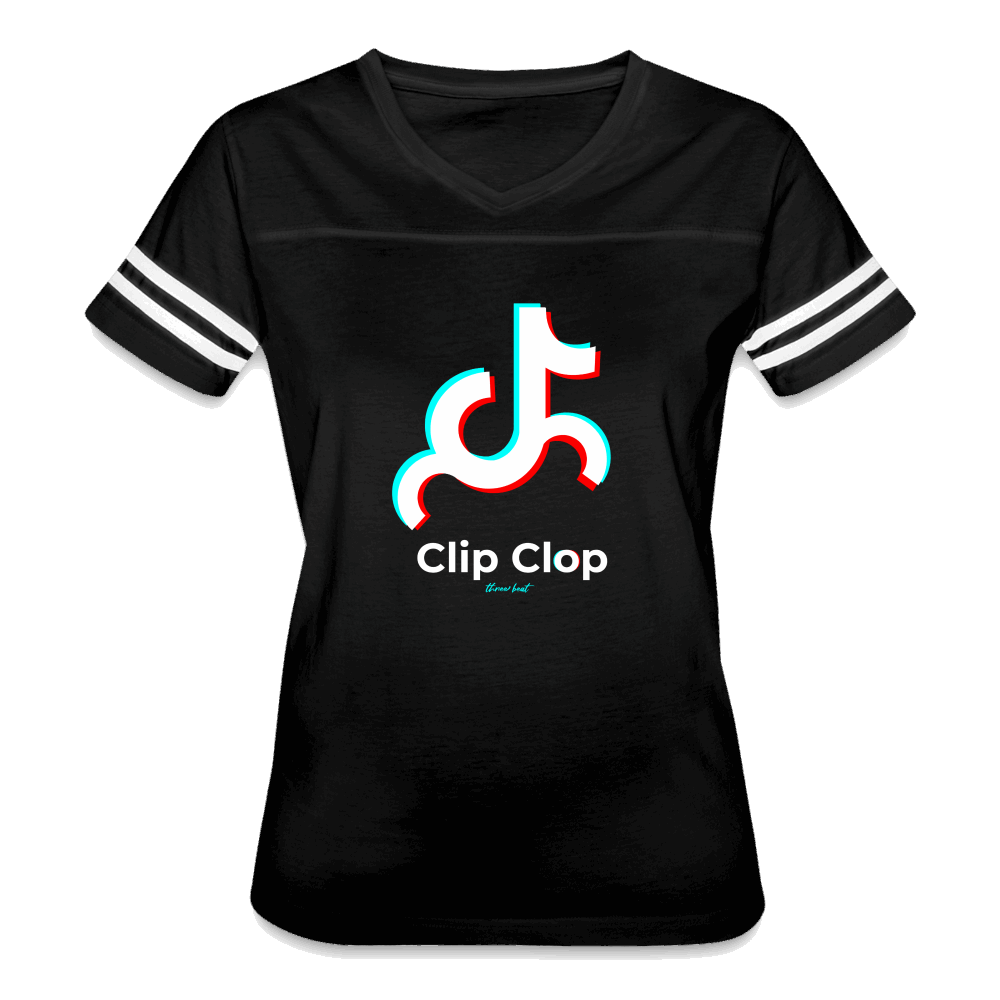 Clip Clop Women’s Vintage Sport T-Shirt - black/white