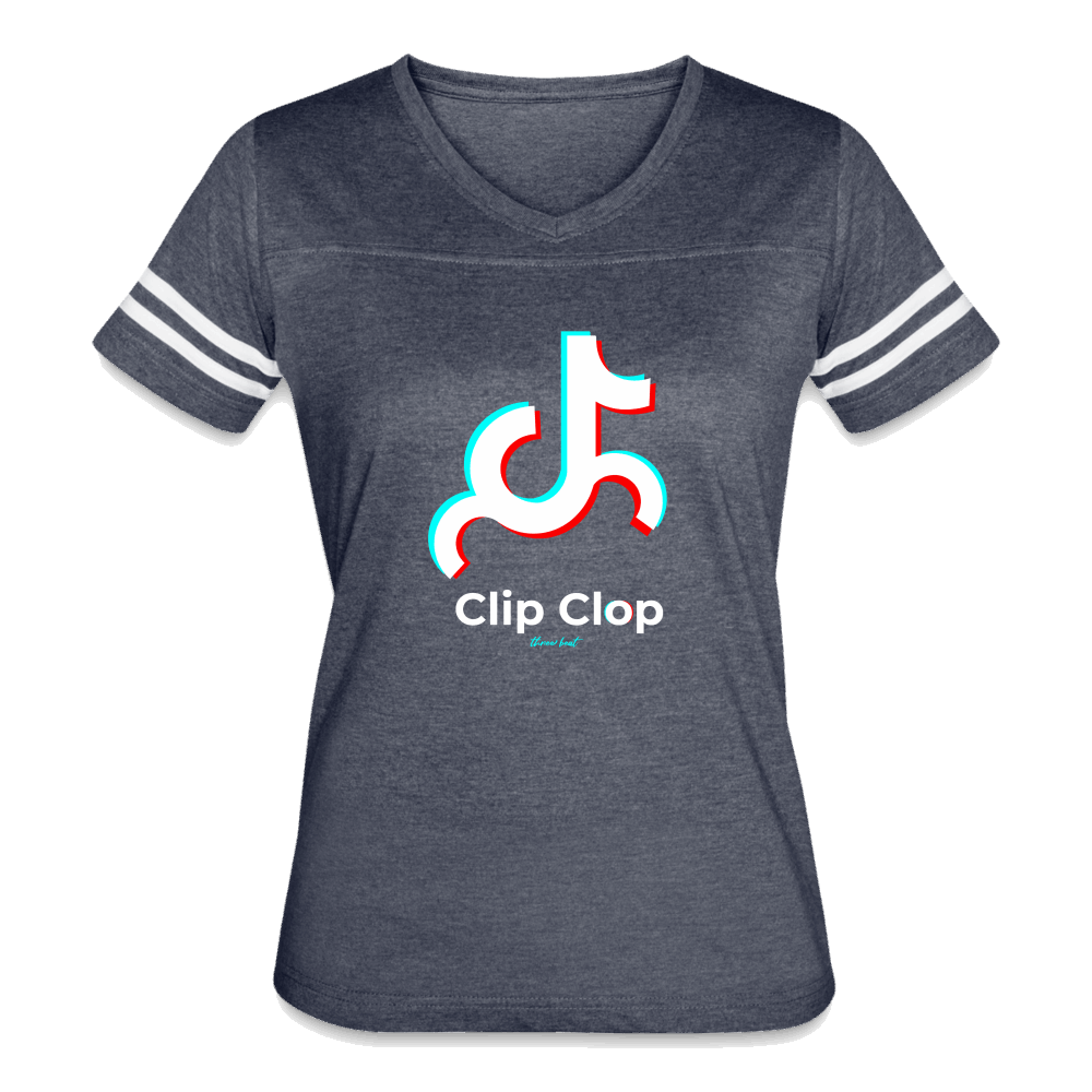 Clip Clop Women’s Vintage Sport T-Shirt - vintage navy/white