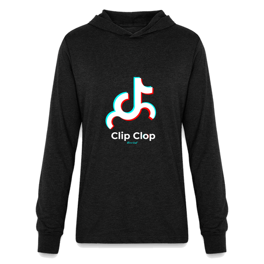 Clip Clop Long Sleeve Hoodie Shirt - heather black