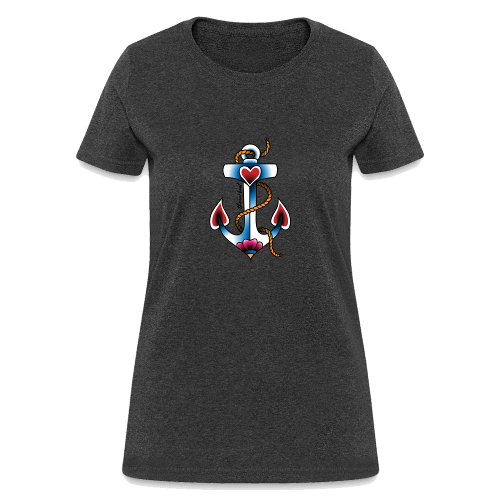 Three Beat Anchor Women's T-Shirt - heather black