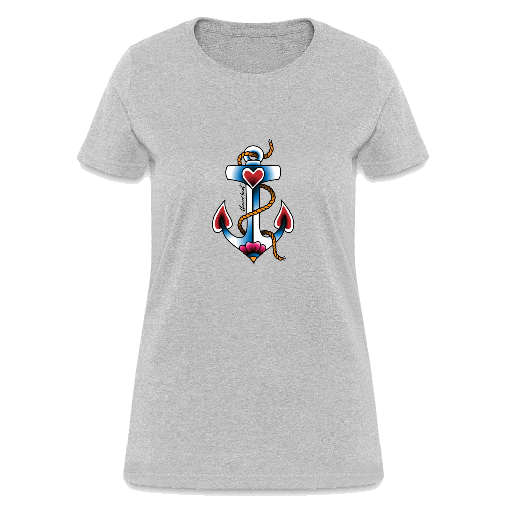 Three Beat Anchor Women's T-Shirt - heather gray