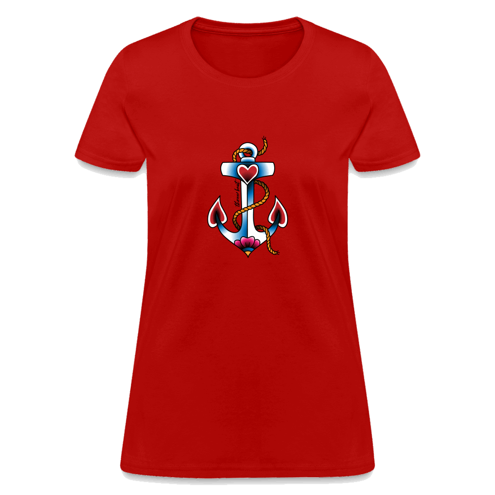 Three Beat Anchor Women's T-Shirt - red