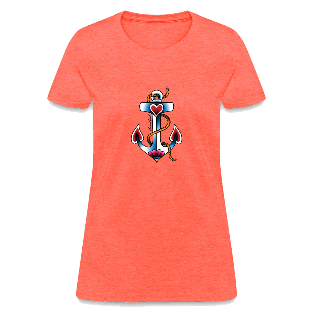 Three Beat Anchor Women's T-Shirt - heather coral