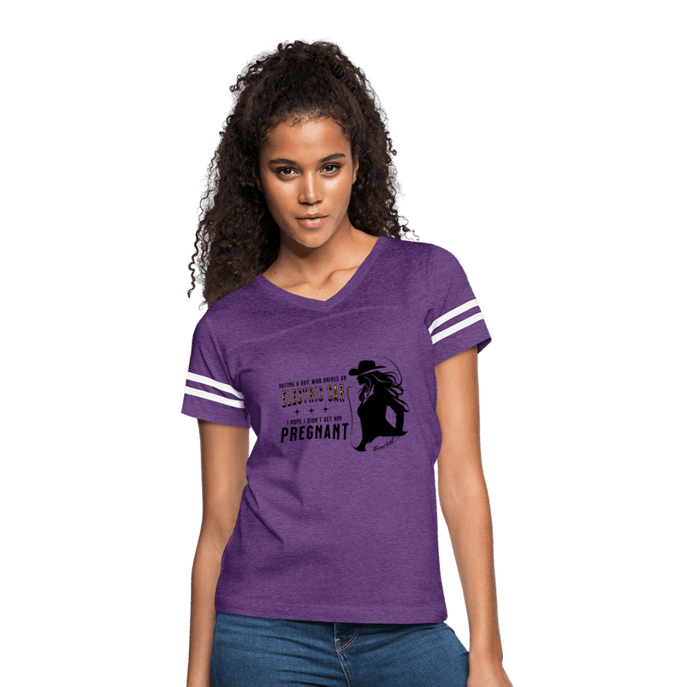 Three Beat EV Preggo Women’s Vintage Sport T-Shirt - vintage purple/white