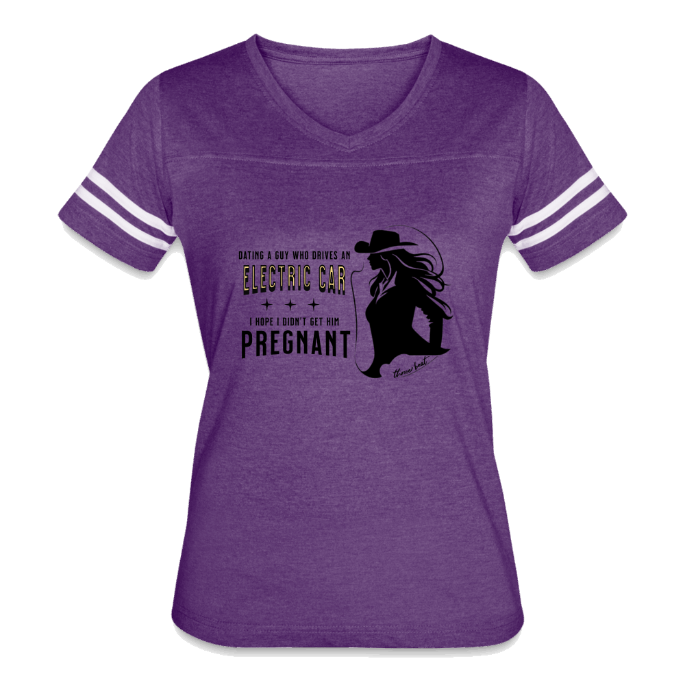 Three Beat EV Preggo Women’s Vintage Sport T-Shirt - vintage purple/white