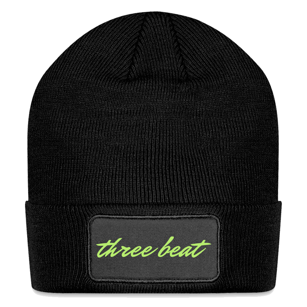 Three Beat Patch Beanie - black