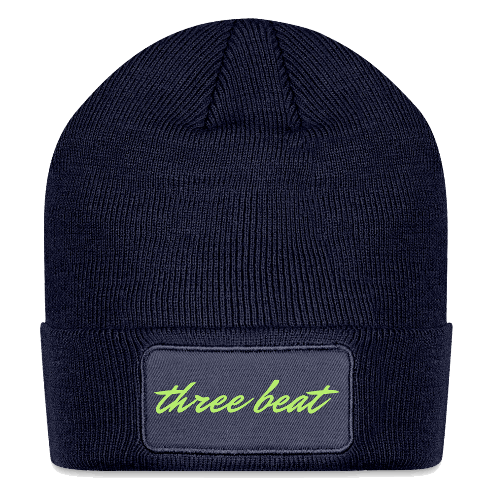 Three Beat Patch Beanie - navy